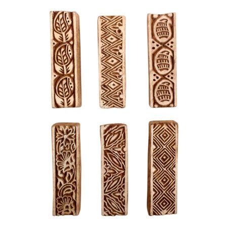 Set of 6 Piece New Mix Wooden Printing Block